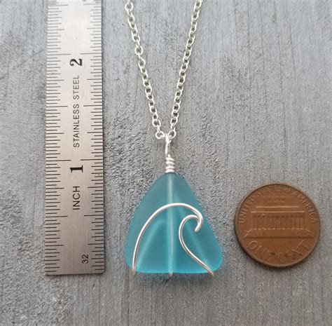 Handmade In Hawaii Wire Wrapped Ocean Wave Blue Sea Glass Etsy