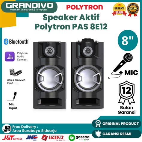 Jual Speaker Aktif Polytron Bluetooth 8inch Pas 8e12 Superbass Garansi