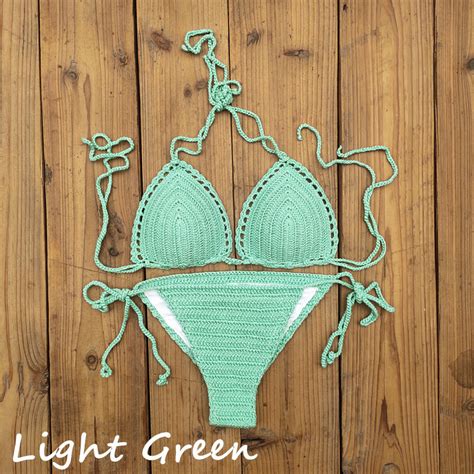 Women Crochet Sexy Bikini Set Top Bottom Boho String Bikini Sunbathing Swimsuit Ebay