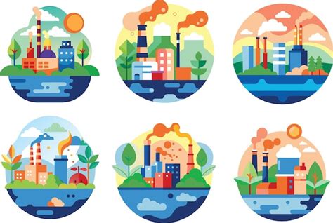 Conjunto De Ilustraciones Vectoriales De Conos De Contaminaci N De La