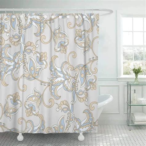 Shower Curtain Victorian Damask Floral Pattern Antique Old Royal