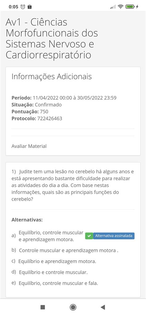 Av1 Ciências Morfofuncionais Do Sistema Nervoso E Cardiorespiratori