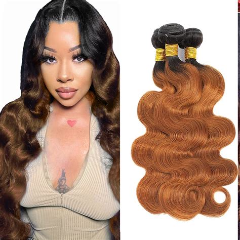 Amazon 1b30 Bundles Human Hair Ombre Body Wave Bundles Brown And