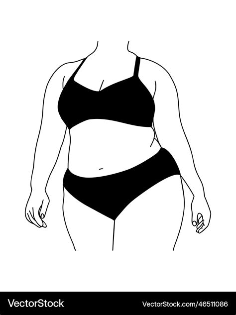 Line Art Of Curvy Woman Royalty Free Vector Image