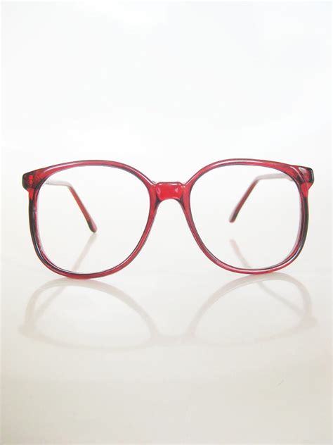 Vintage Cranberry Round Eyeglasses Red Clear 1980s 80s