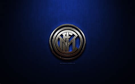 Download Wallpapers Inter Milan Fc Blue Metal Background Serie A