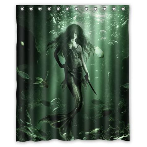 Art Sexy Mermaid Custom Design Fabric Curtain Bathroom Products Waterproof Shower Curtains 48x72