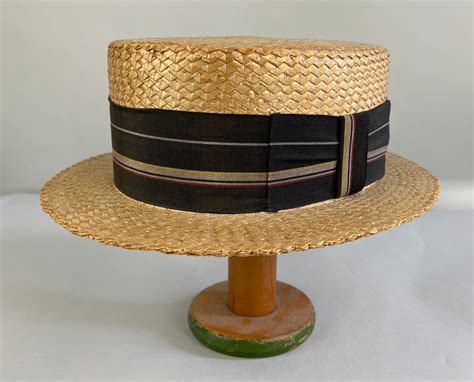 1920s Harold Lloyd Hat Vintage 20s Yellow Yeddo Pressed Woven Straw