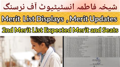 Sheikha Fatima Institute Of Nursing St Merit List Displays Starting