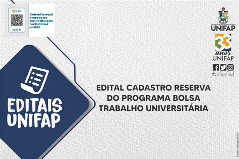 Unifap Abre Vagas Para Cadastro Reserva Do Programa Bolsa Trabalho