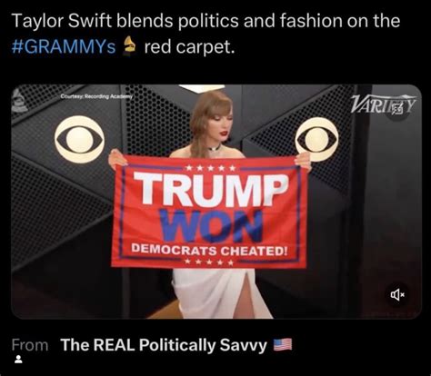 Fact Check Faked Photo Shows Taylor Swift Holding Trump Won Democrats Cheated Banner It