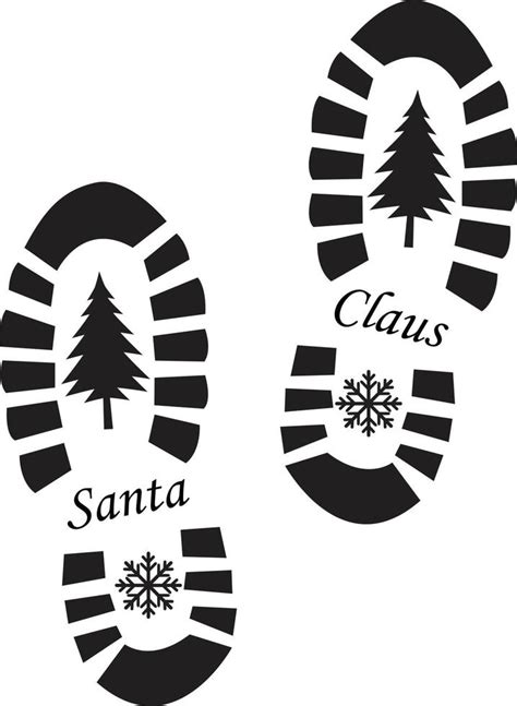 Santa Footprint On White Background Claus Cut Foot Template Santa