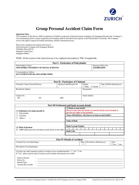 Fillable Online Fillable Online Central Ite Edu Group Personal Accident