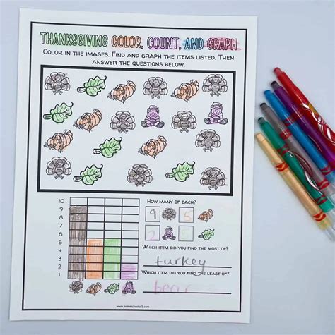Free Thanksgiving Graphing Worksheets Color And Count