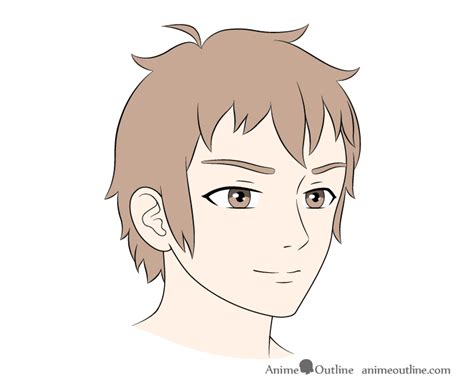 How to Draw Male Anime Face in 3/4 View Step by Step - AnimeOutline