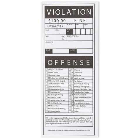 Fake Police Ticket Template