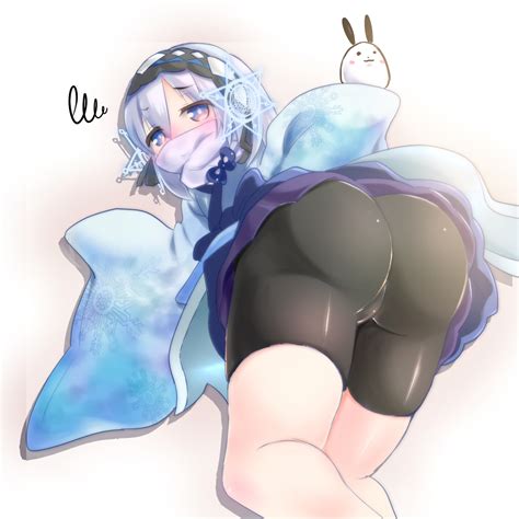 Yaibakenn Ghostrick Yuki Onna Yu Gi Oh Silver Hair Girl Ass Bike Shorts Blue Eyes