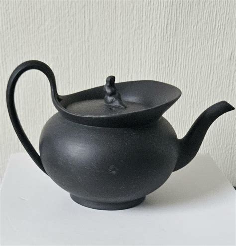 Vintage Black Basalt Wedgwood Teapot Made In England Rare Early Mid