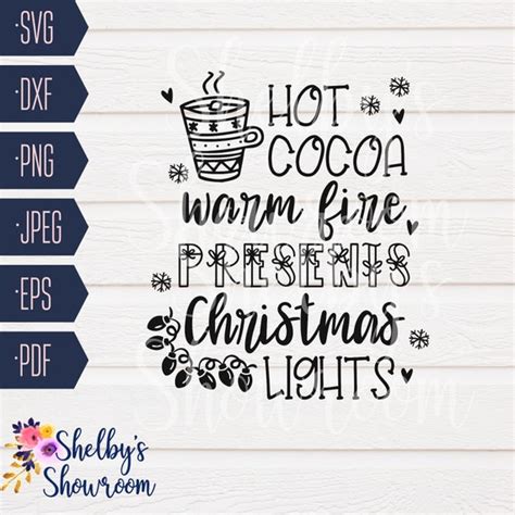 Scrapbooking Papercraft Christmas Cutting Files Hot Cocoa And Christmas Lights SVG Hot Cocoa Svg