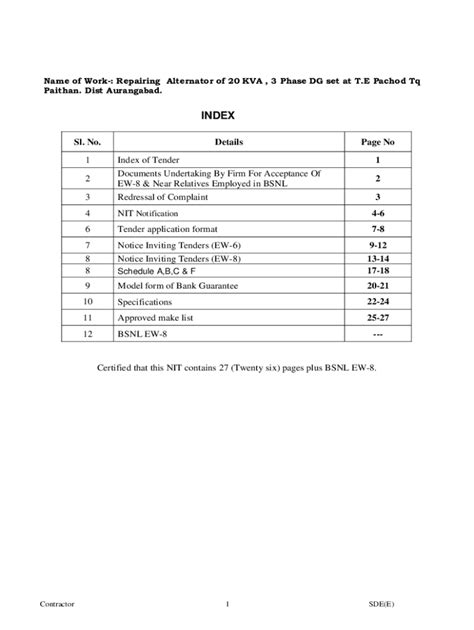 Fillable Online Name Of Work Repairing Alternator Of Kva Phase