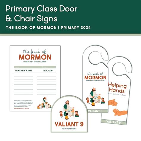 2024 Primary Book Of Mormon Class List Door And Chair Signs Etsy