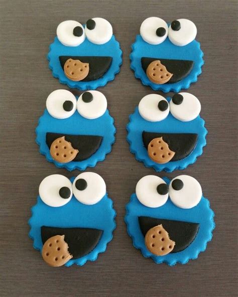 Cookie Monster Edible Fondant Toppers Galletas D A Del Ni O Galletas