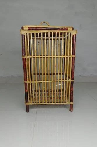 Brown Bamboo Rectangular Laundry Hamper Cane Basket Size 50x37x57cm