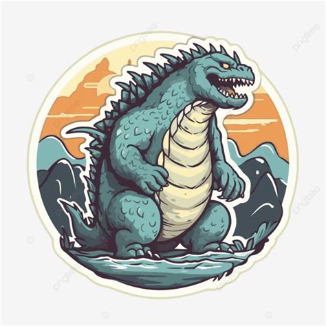 Pegatina Vector PNG Godzilla En El Mar Godzilla Dibujos Animados