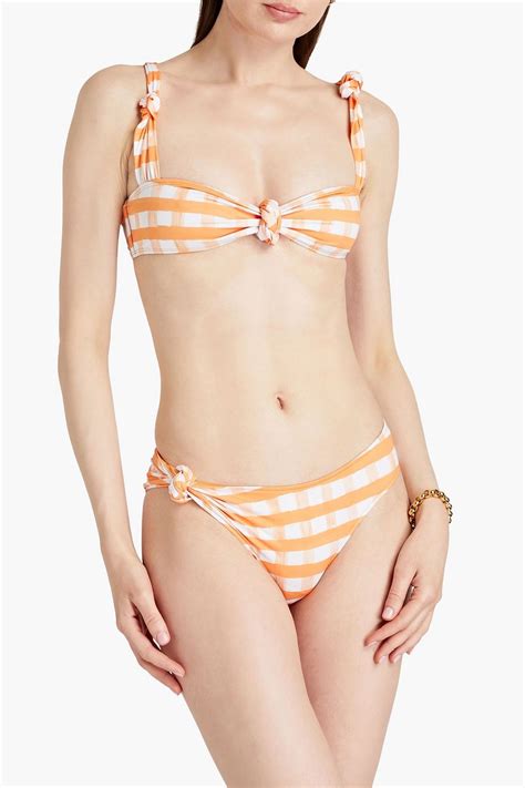 JACQUEMUS Vichy Knotted Gingham Low Rise Bikini Briefs THE OUTNET
