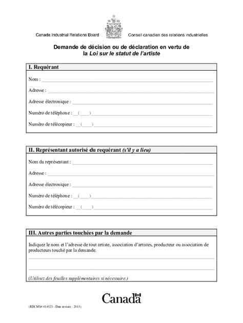 Remplissable En Ligne Demande De Dcision Ou De Dclaration En Vertu De