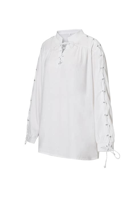 Rycuzynu Mens Loose Linen Medieval Gothic Renaissance Shirt Long