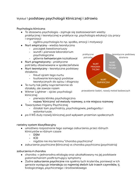Kliniczna Wykład 1 podstawy psychologii klinicznej i zdrowia