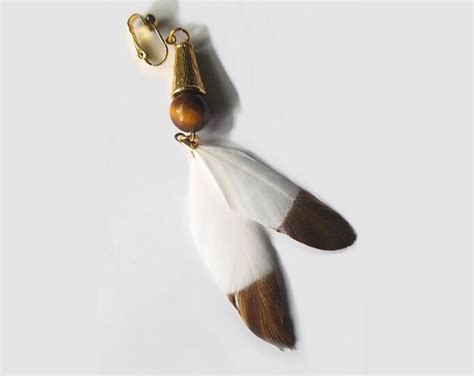 Traveler Aether Earring Genshin Impact Inspired Tiger Eye Bead And Gold Tip Feathers One