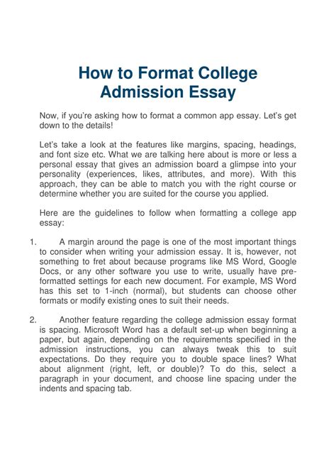 College Essay Format Template