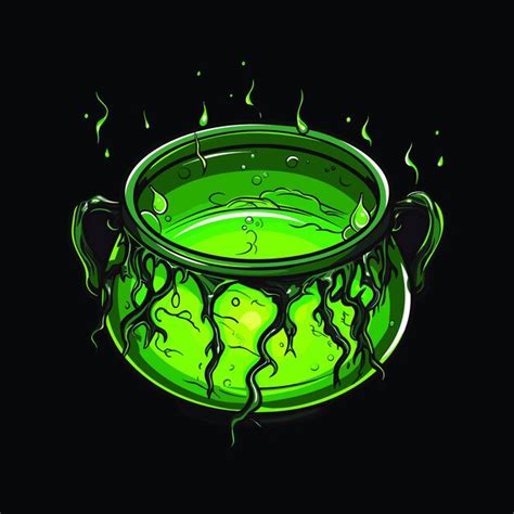 Premium Vector Witch Cauldron With Bubbling Liquid Magic Potion