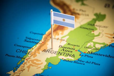 Argentina Marked with a Flag on the Map Stock Image - Image of ...