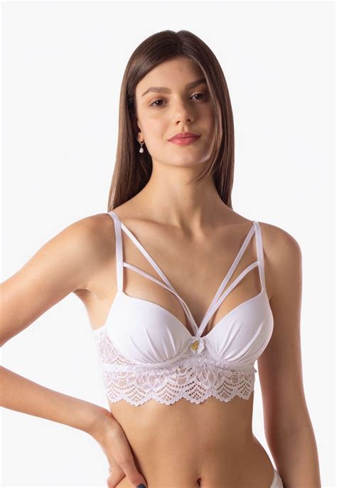 Suti Simony Lingerie De Tiras Na Frente Microfibra Renda Branco