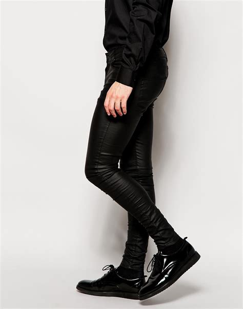 Asos Extreme Super Skinny Jeans In Leather Look In Black For Men Lyst