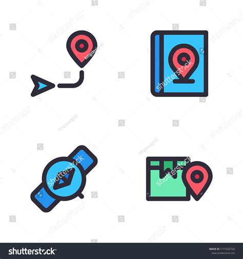 Maps Navigation Icon Set Filled Line Stock Vector Royalty Free