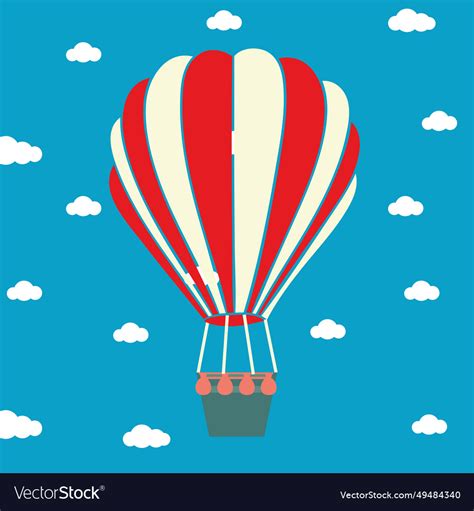 Colorful Hot Air Balloon Flying In The Sky Vector Image