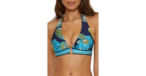 Trina Turk Standard Pirouette Halter Bikini Top In Blue Lyst