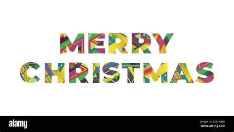 The Words Merry Christmas Concept Written In Colorful Retro Shapes And Colors Illustration Stock