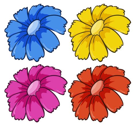 Cuatro Flores En Diferentes Colores Vector Gratis