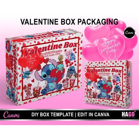 Valentines Box Template Stitch Valentine Box Template Personalized