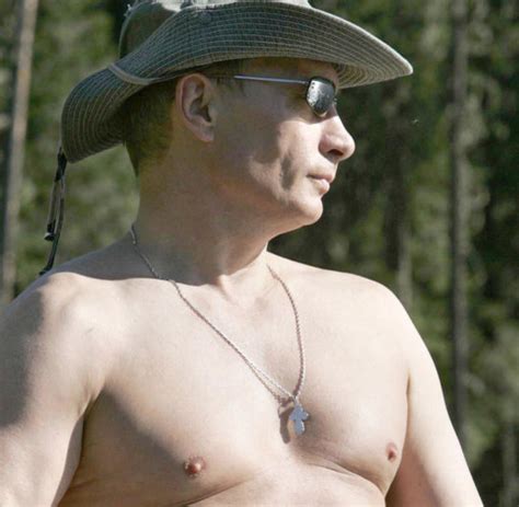 Wladimir Putin Pr Sident Oben Ohne Und Mit Kleinem Fisch Welt