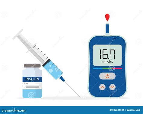 Insuline In De Injectiespuit En De Injectieflacon Met Glucometer Voor