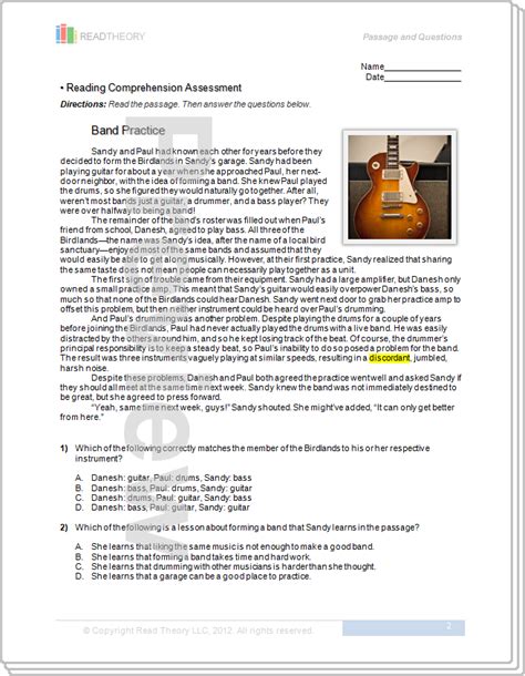 Band Practice 9g 1090l Read Theory Workbooks