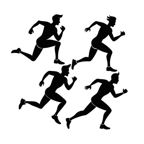 Sprinting Man Silhouette Sprint Fast Run Runner Starts Running