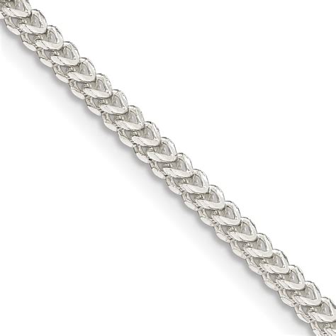 Sterling Silver Mm D C Square Franco Chain Unclaimed Diamonds