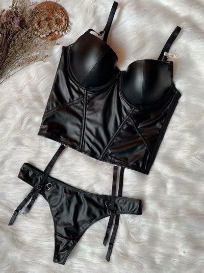 Badu Bg Wriufred Locomotive Leather Lingerie Small Bode Shaper Waist Underwear Set Bralette Sexy